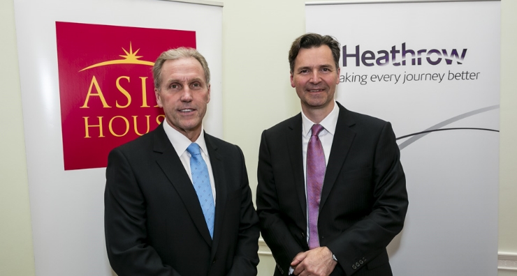 CEO of Asia House Michael Lawrence with Heathrow CEO John Holland-Kaye at the launch of the Rising Cities of Asia publication.