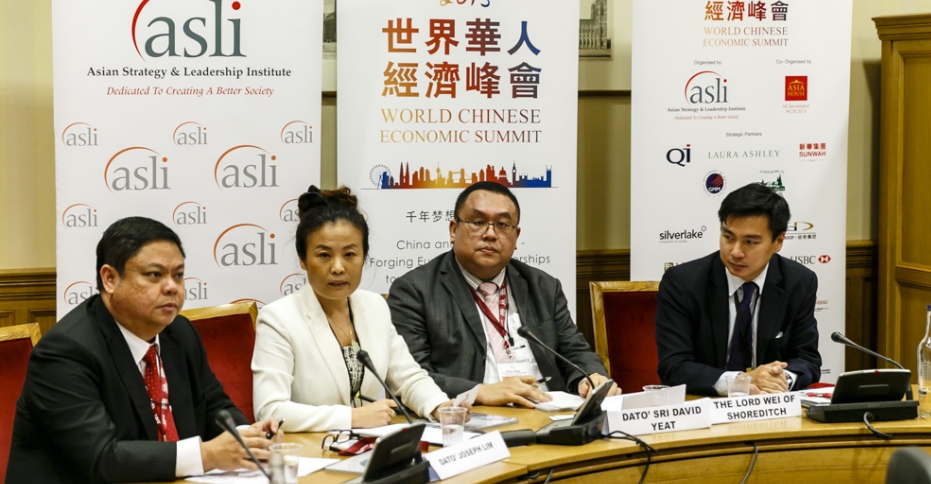 The panellists who took part in the Young Entrepreneurs' roundtable during the World Chinese Economic Summit. held at the House of Lords. Photo by Miles Willis
