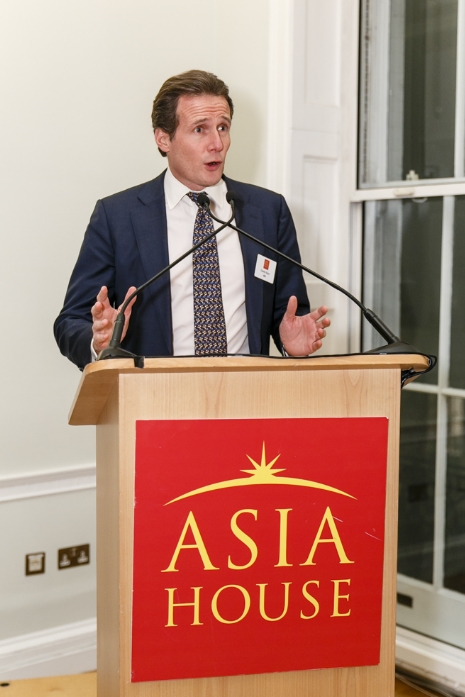 Charles Kitson, Head of Client Engagement at AIG, made a few remarks at the networking reception. Photo by Miles Willis