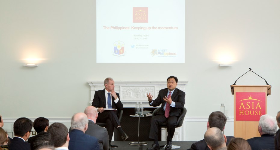 ictured from left are CEO of Asia House Michael Lawrence with Philippine Finance Secretary Cesar V. Purisima. Credit: George Torode