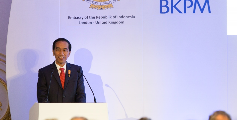 Preisdent Jokowi forecast strong economic growth of 5% in a keynote speech at the UK-Indonesia Business Forum. Image credit: Chris Renton 