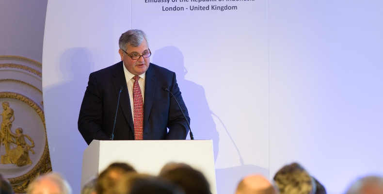 UK Minister of state for Trade and Investment,  H.E. Mark Ian Price made Opening Remarks at the UK-Indonesia Business Forum. Image credit: Chris Renton
