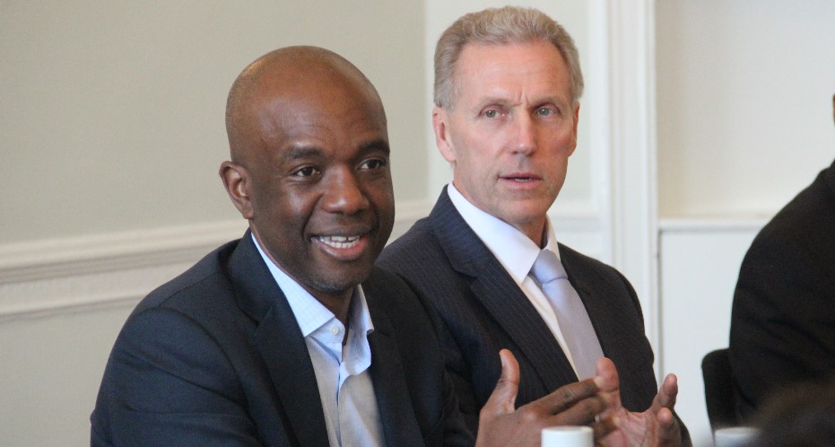 James Manyika, Director of McKinsey Global Institute is pictured with Michael Lawrence, Chief Executive of Asia House at a briefing