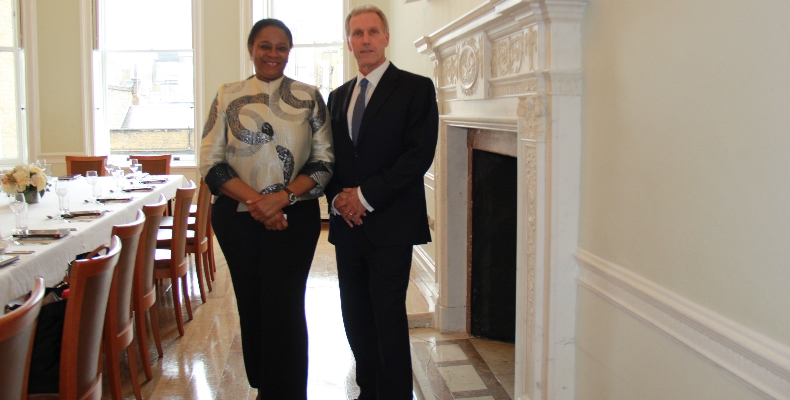 World Bank Vice President and Treasurer Arunma Oteh with Asia House Chief Executive Michael Lawrence