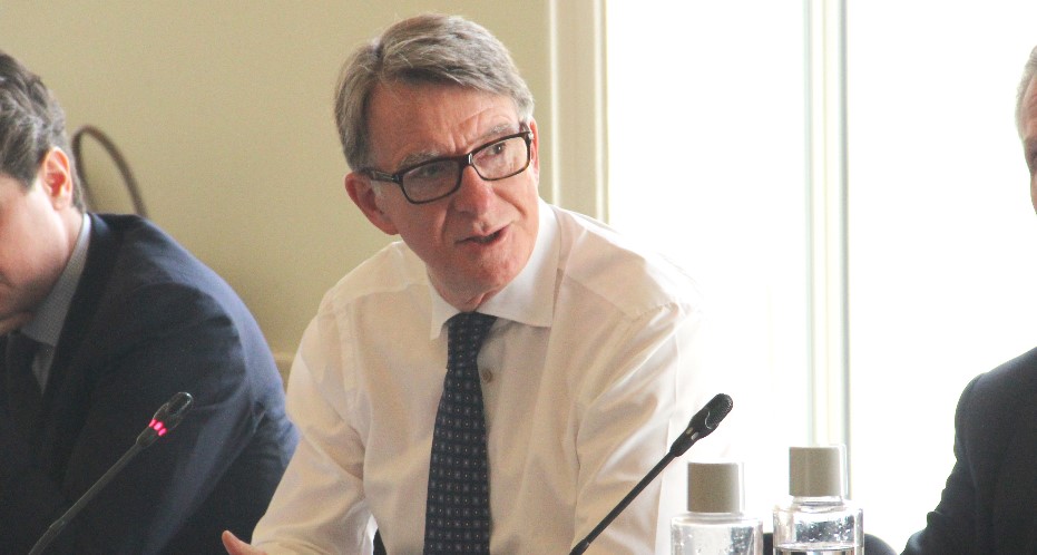 Former European Trade Commissioner Lord Mandelson is pictured at the launch event of our Asia House Brexit Series talking about the post-Brexit environment