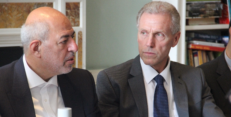 Hamid Chitchian, Iran's Energy Minister, left, with Michael Lawrence, CEO of Asia House, right