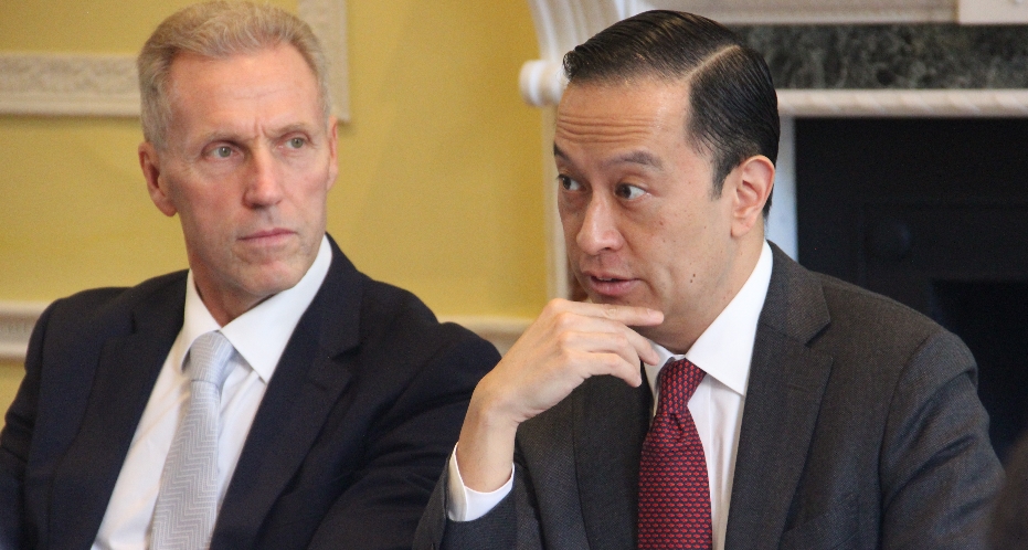Chairman of the Indonesia Investment Coordinating Board (BKPM) Thomas Lembong (right) is pictured at a briefing with Asia House Chief Executive Michael Lawrence. "Brexit is a wake-up call for the EU and ASEAN," he told Asia House in an interview before the briefing