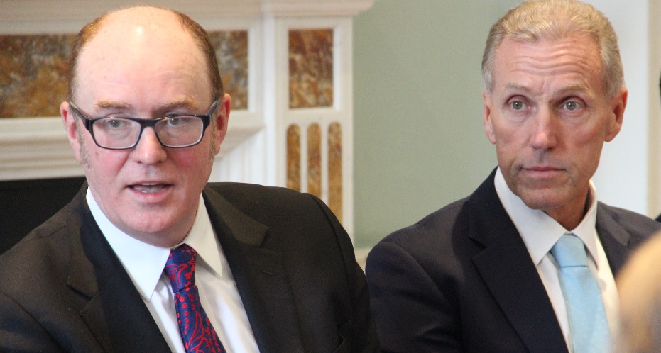 Dr Gerard Lyons, pictured left, campaigned in favour of Brexit ahead of June's referendum. He shared his views on the Brexit negotiations at Asia House on Thursday. Pictured right is Michael Lawrence, Chief Executive, Asia House.