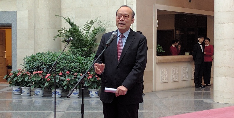 Chen Xu, Director-General of the Department of European Affairs at the MFA gives welcome remarks to the representatives from Europe