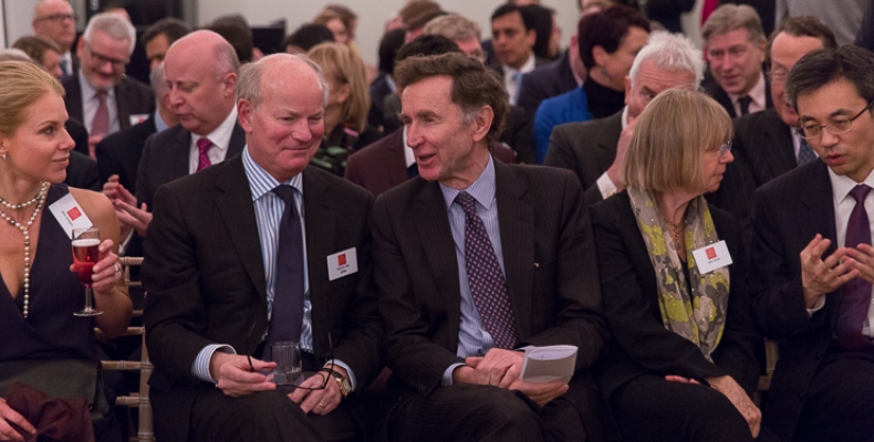 Lord Green chats to Stephen Ball, Lead Partner at KPMG. His wife Lady Green is sat next to him. Photo by Martyn Hicks
